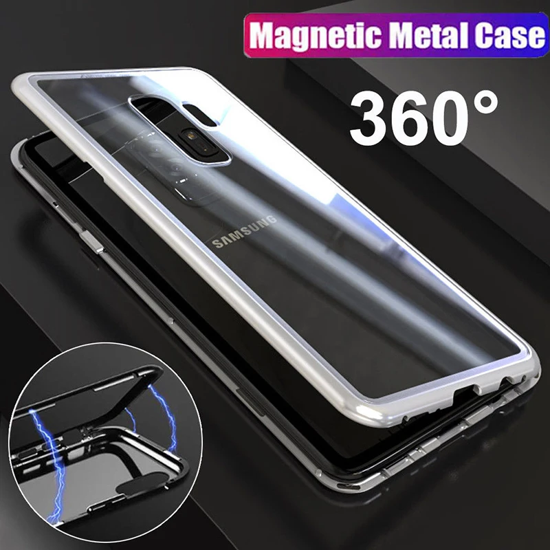 Встроенный магнитный адсорбционный металлический чехол для Samsung Galaxy S9 Plus S8 Note 8 S7