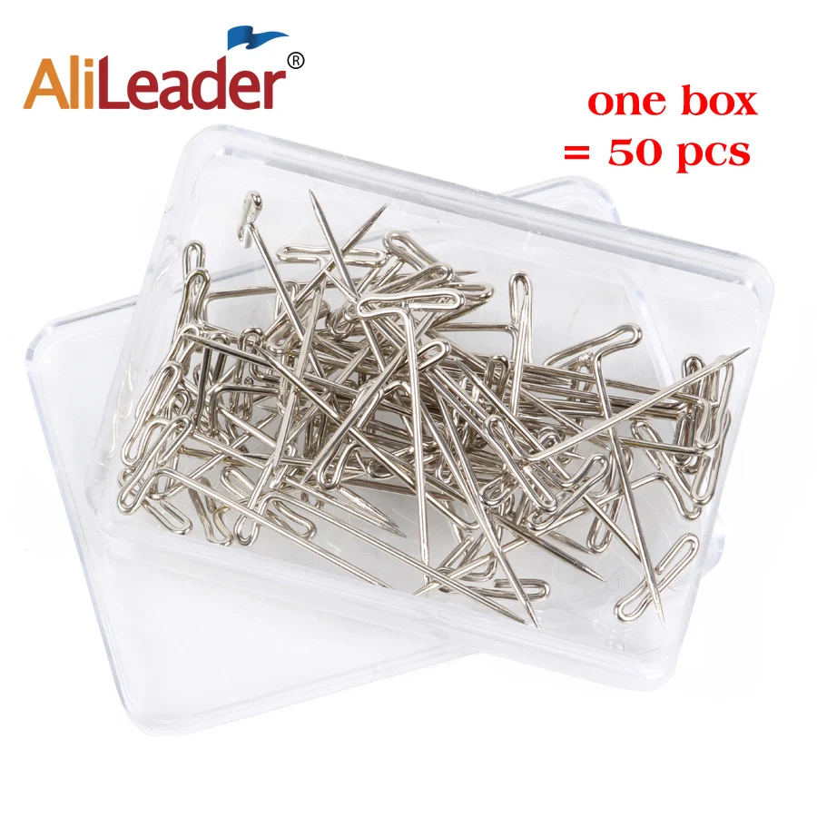 AliLeader 50 шт./кор. 38 мм длиной серебряный T Форма иглы булавки для парики на манекен головы Инструменты для завивки волос инструменты салон Инструменты для укладки волос