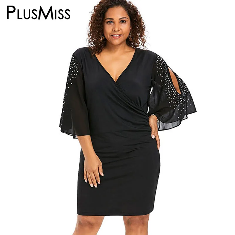PlusMiss плюс размеры 5XL XXXXL XXXL V средства ухода за кожей Шеи колокол с расклешенными