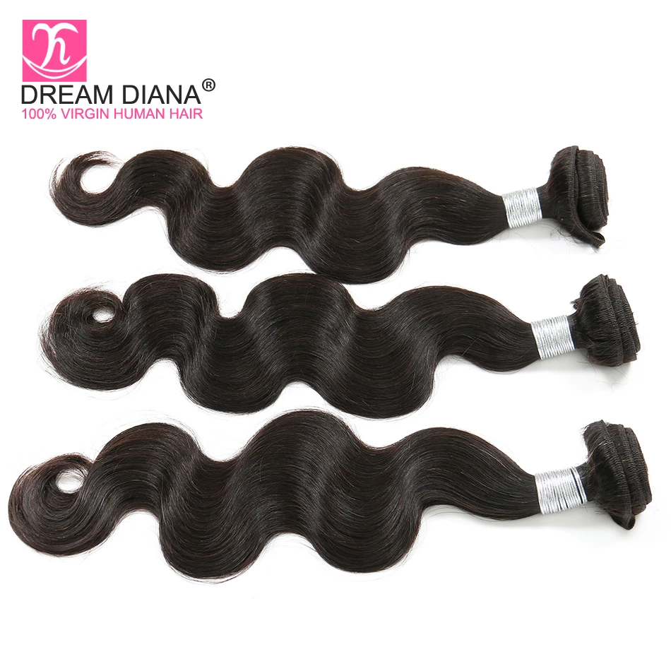DreamDiana малазийские объемные волнистые 3 пучка натуральные черные волосы Remy пучки