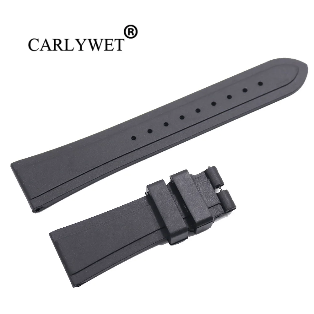 

CARLYWET 22 мм черный мягкий и удобный водонепроницаемый силиконовый резиновый сменный ремешок для наручных часов без застежки для Tudor
