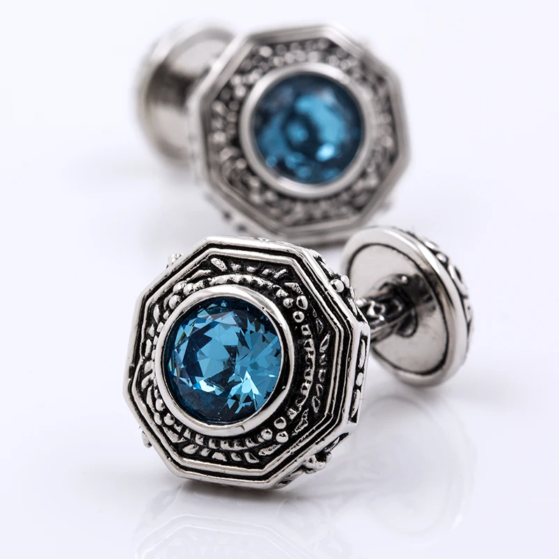 

KFLK high quality men's shirts cufflinks two-headed retro black cuff button wedding gift button 2020 new products