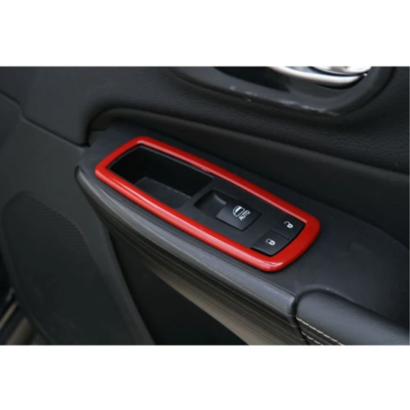 Car Accessories 4pcs ABS Red Window Switch Button Frame Trim Decal For Grand Cherokee Journey 2014-2016 Styling Covers | Автомобили и