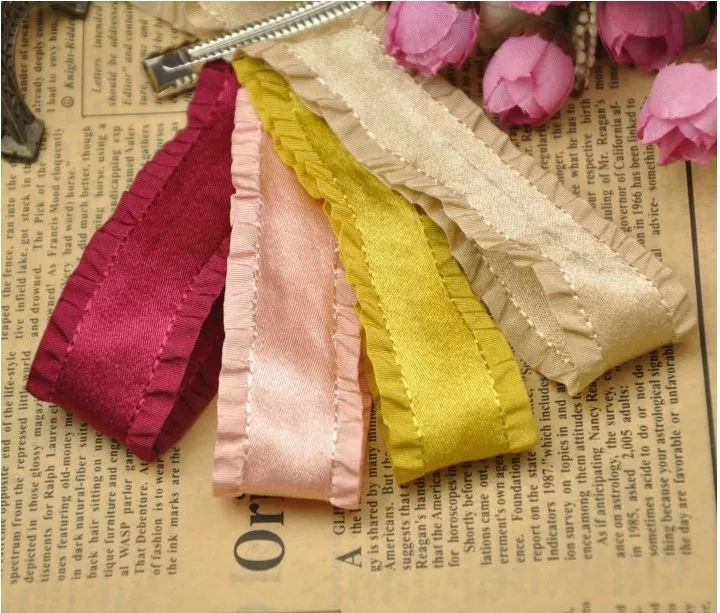 Сатиновый бант для волос с двойными оборками Ширина 1 5 дюйма 38 мм|double ruffle ribbon|ruffle