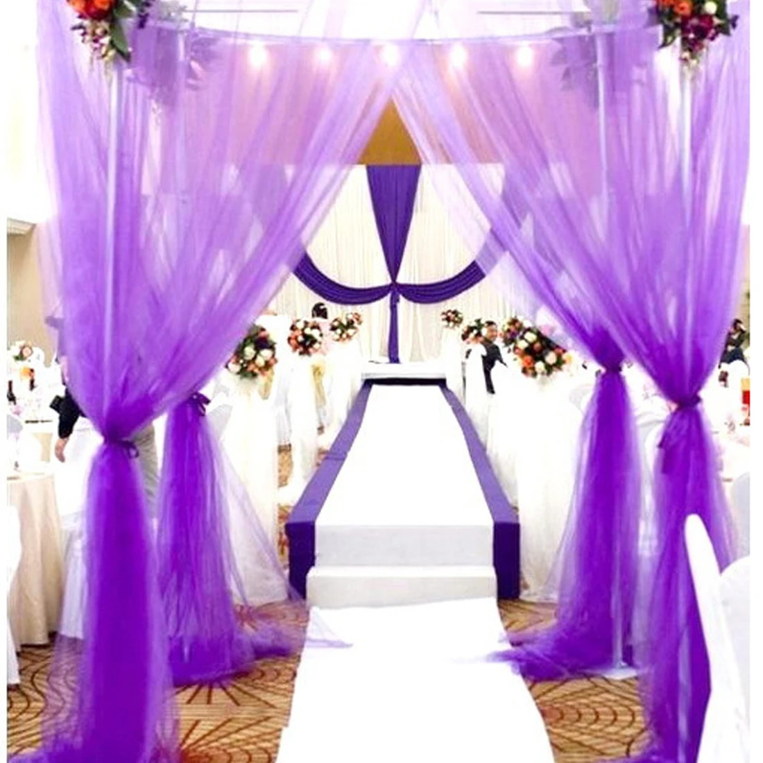 

Best 5Meter/Lot Sheer Crystal Organza Tulle Roll Fabric For Wedding Party Decoration Or New Year Decoration Width 75Cm