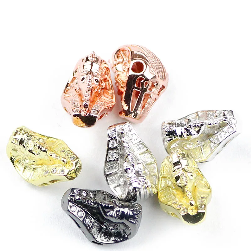 JHNBY 4 шт. ахнатон Фараон лицо Подвески медные бусины-спейсеры Подвески Свободные бусины для ювелирных браслетов и браслетов изготовление своими руками - Цвет: Mixed Color