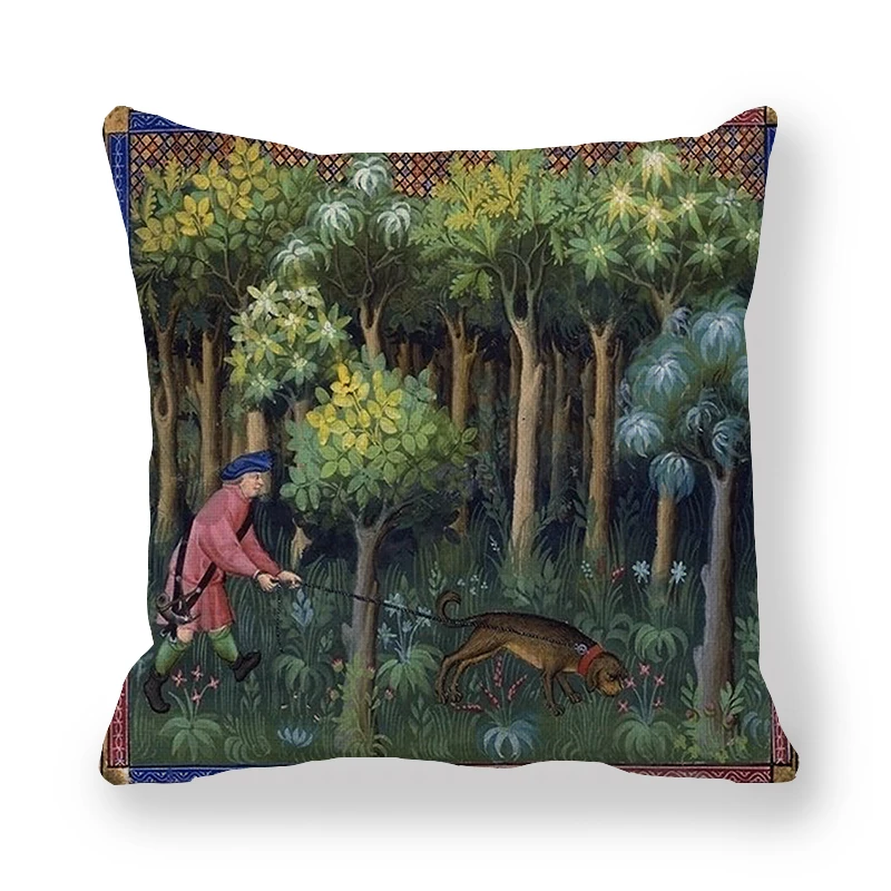 16 45cm*45cm medieval greyhound and Royal Hunt linen/cotton throw pillow covers couch cushion cover home decor pillow - Цвет: 16