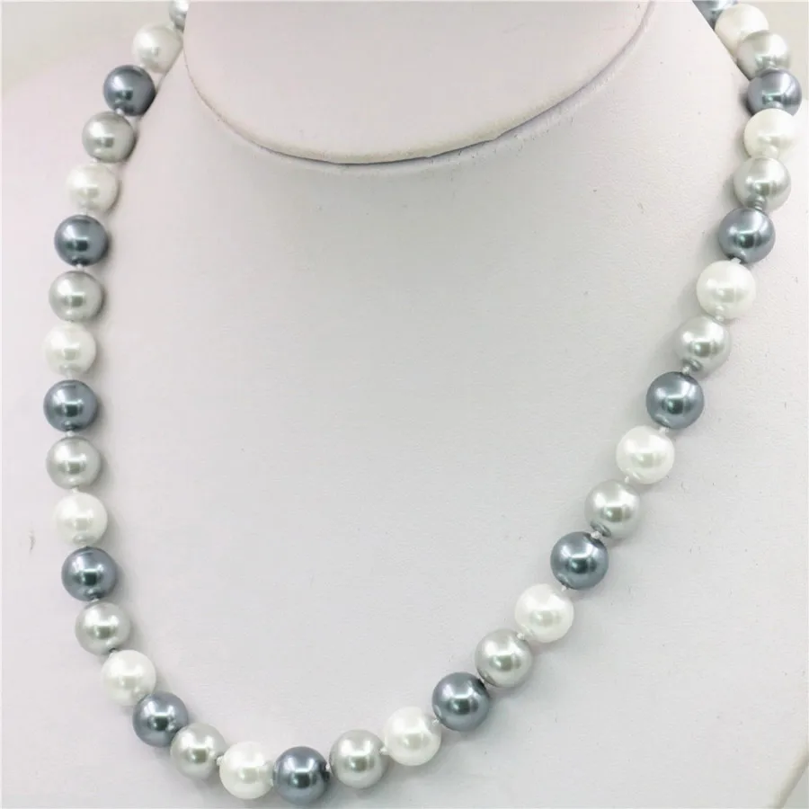 Жемчужное ожерелье из белого и серебряного цвета 10 мм жемчужное жемчужные бусины