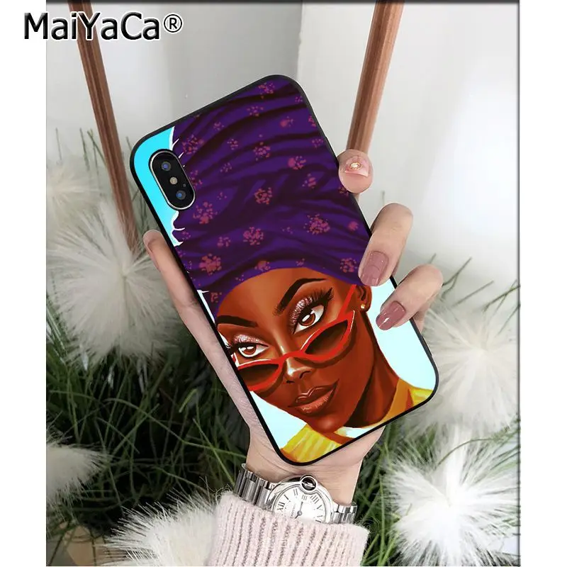 MaiYaCa красивый афро черный Девушки ТПУ Мягкие аксессуары для телефона чехол iPhone 8 7