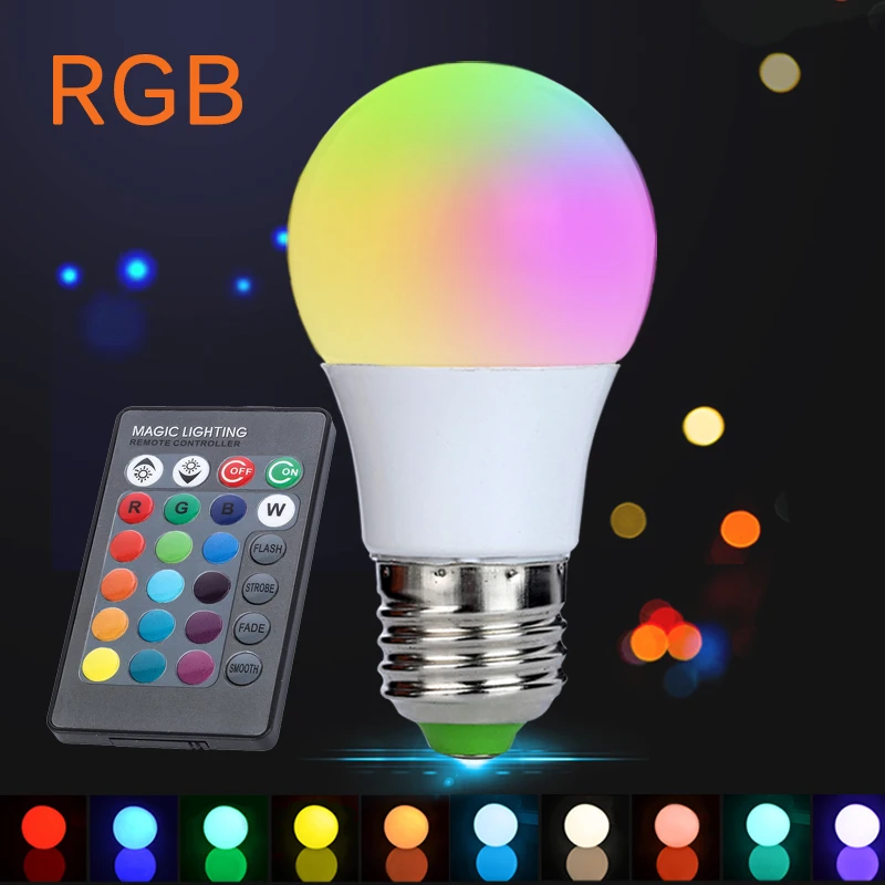 3 Вт E27 RGB светодиодный светильник 220В 110В лампада Светодиодный высокой мощности 16