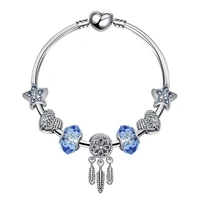 fashion luxury diy beads blue wind crystal bracelet bangle brand women bracelet unique charm bracelet for women jewelry gift