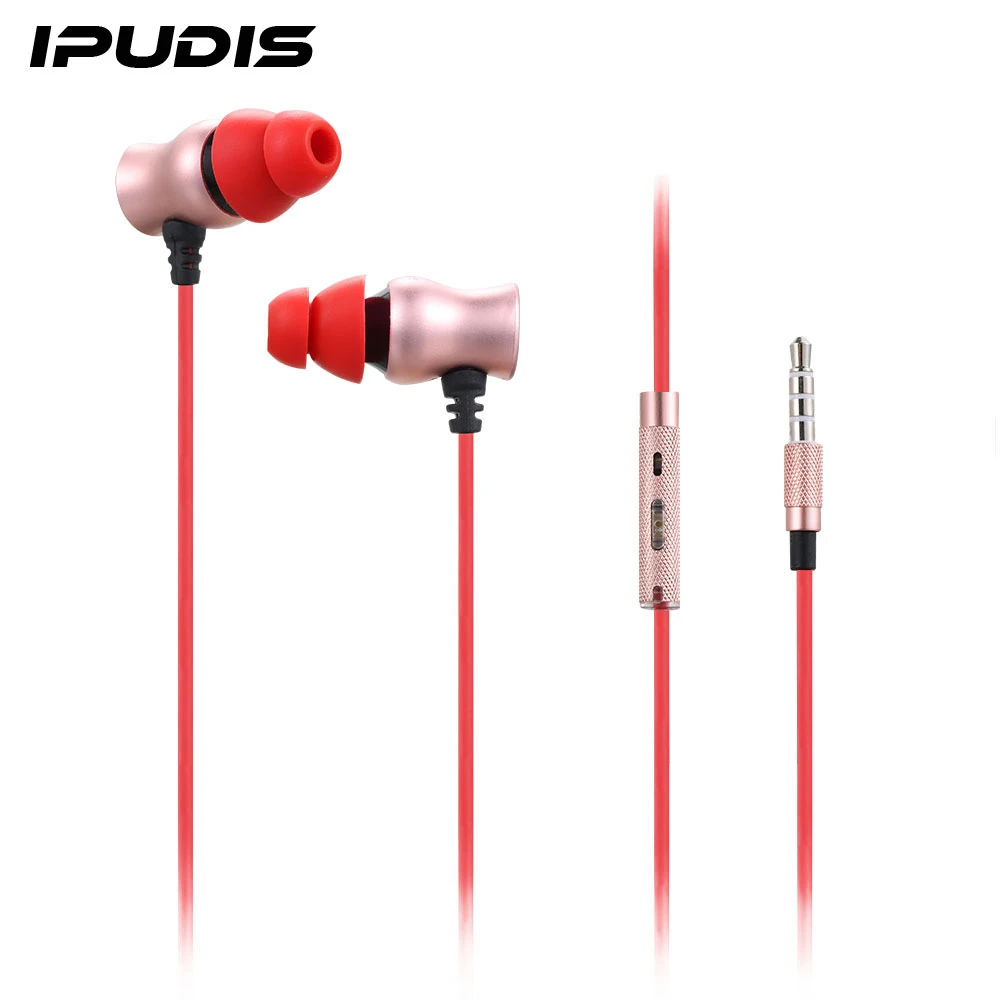 IPUDIS металлические проводные наушники стерео вкладыши с микрофоном|headphones with