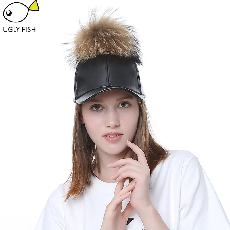 Искусственной Кожи Бейсболка с Pom Pom Pom Pom Snapback Snapback шапки bone gorras planas snapback крышка Бейсболки женщины шапки женские весна-осень