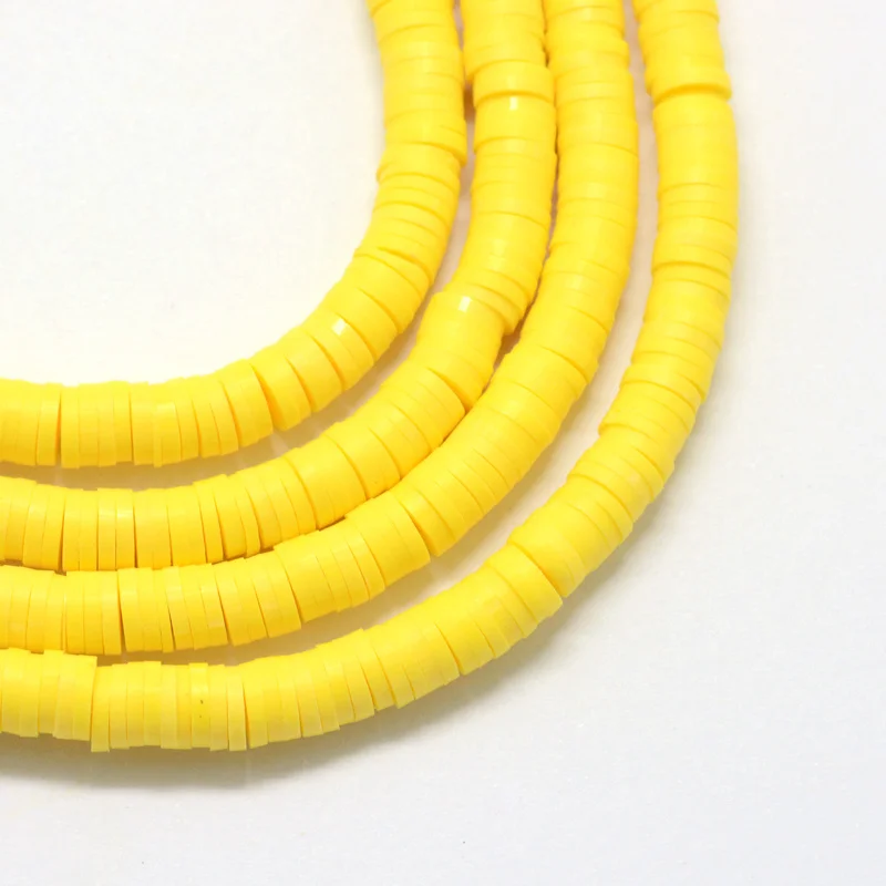 Yellow 6x1 мм 380~ 400 шт/прядь плоский круглый ручной работы Полимерная глина россыпью Boho африканские бусины разделители для ювелирных изделий делая результаты DIY D35 - Цвет: Yellow
