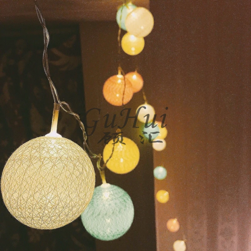 Разноцветные гирлянды из хлопка ручной работы сказочное освещение патио