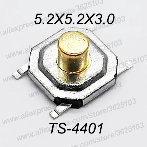 4X4X3.0 SMD 50 шт./лот SMD 4*4*1,5 мм~ 7 мм 4X4X1. 5 мм~ 7 мм 5,2 мм x 5,2 мм тактильная тактовая кнопка микропереключатель мгновенная кнопка Медная головка - Цвет: 4X4X3.0 SMD