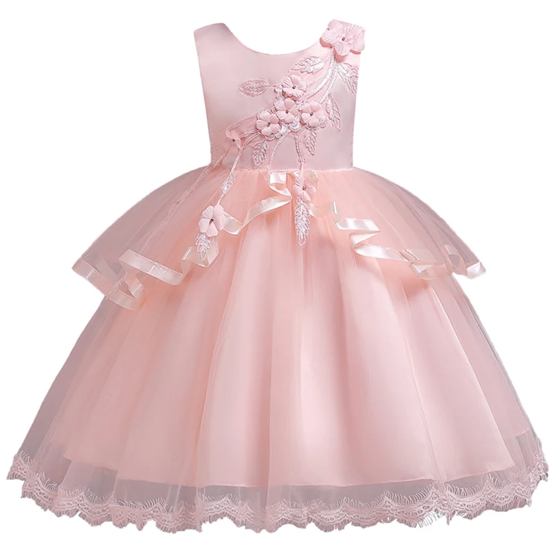 Vestidos de Primera/Новое поступление, платья с цветочной аппликацией для девочек, 6 милых цветов, кружевное платье для девочек, платья для первого причастия
