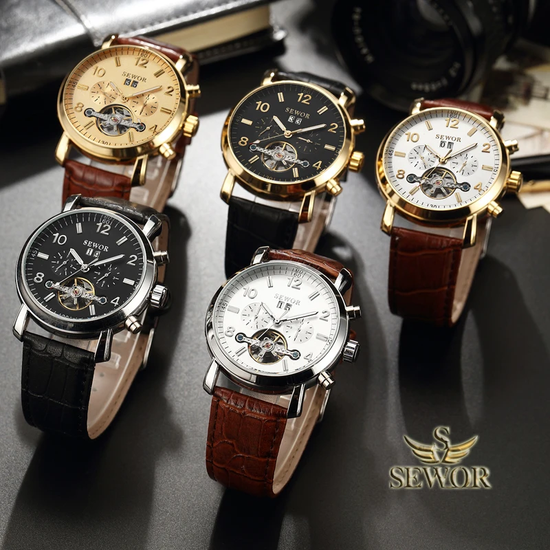 Часы мужские механические с кожаным ремешком автоматические C391|watch f|watch fashionwatch