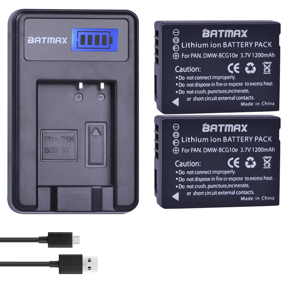 

Batmax DMW-BCG10 BCG10 BCG10E battery+LCD USB Charger for Panasonic Lumix DMC-3D1 DMC-TZ7 DMC-TZ8 DMC-TZ10 DMC-TZ18 DMCTZ19