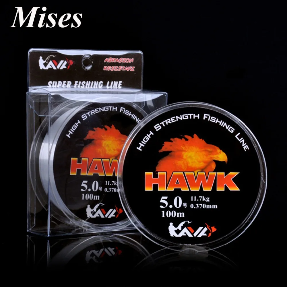 

Mises 100 м серия Falcon HAWK нейлоновая рыболовная леска с сильным прототипом, супер водостойкая рыболовная проволока, профессиональная Рыболовная...