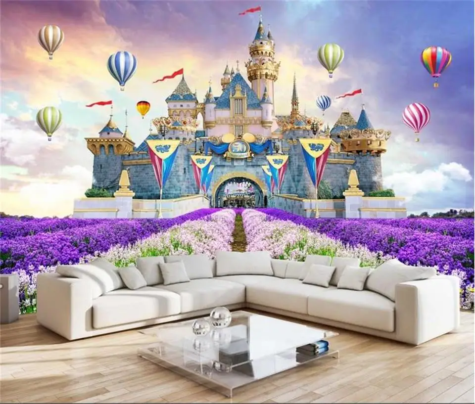 Пользовательские 3d фото обои для детской комнаты Фреска HD замок феи парковый