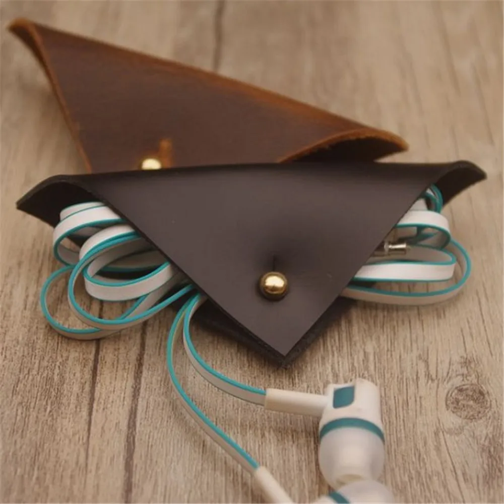 1 шт. натуральная кожа Кнопка наушник линия органайзер для кабеля наушников