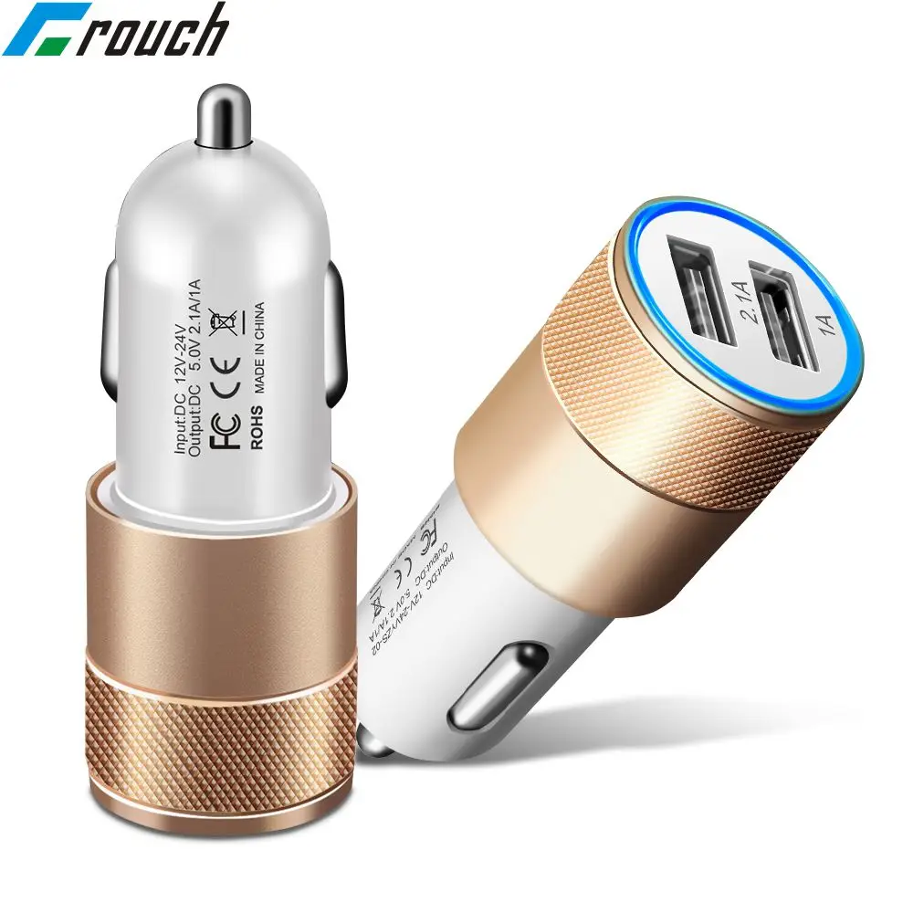 Приседать 5V 2.1A зарядное устройство для автомобиля с двумя портами USB
