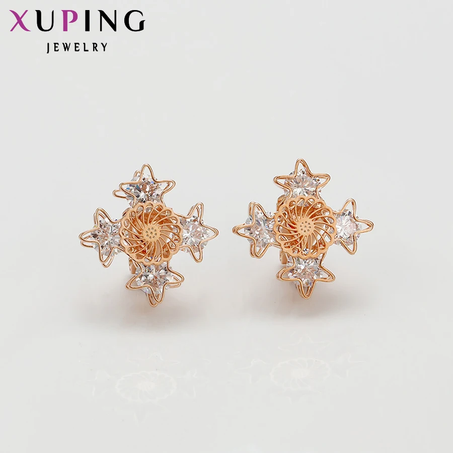 Модные серьги Xuping романтичные женские серьги-клипсы с золотым покрытием