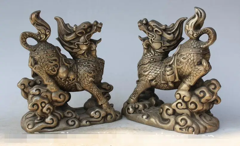 7 &quotКитайский Фэншуй Серебряный Дракон чудовище богатство Кайлин Чи Лин Qilin