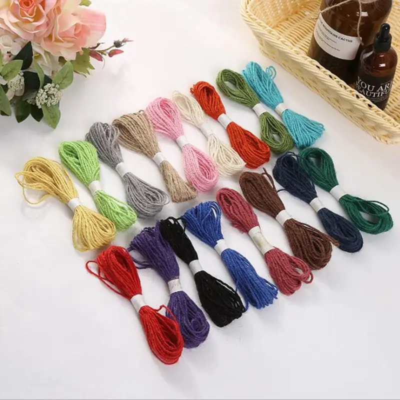 2mm 10yards Colorful Jute Rope Natural Label Cards String Gift Package Ribbon DIY Hemp Craft Supplier Scrapbook Wedding Decors | Дом и сад