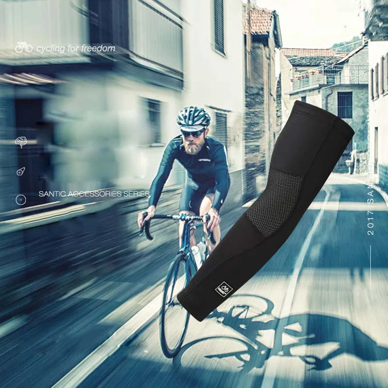 Зимние велосипедные нарукавники Santic женские и мужские флисовые теплые