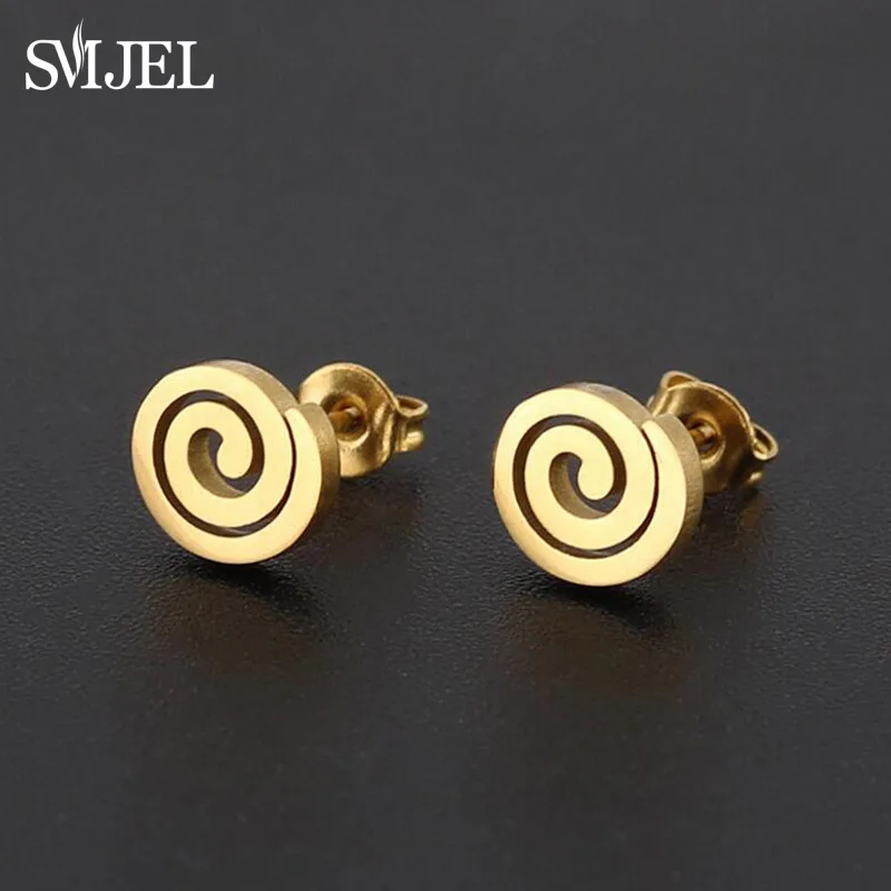 Женские вихревые серьги SMJEL из нержавеющей стали маленькие черные с