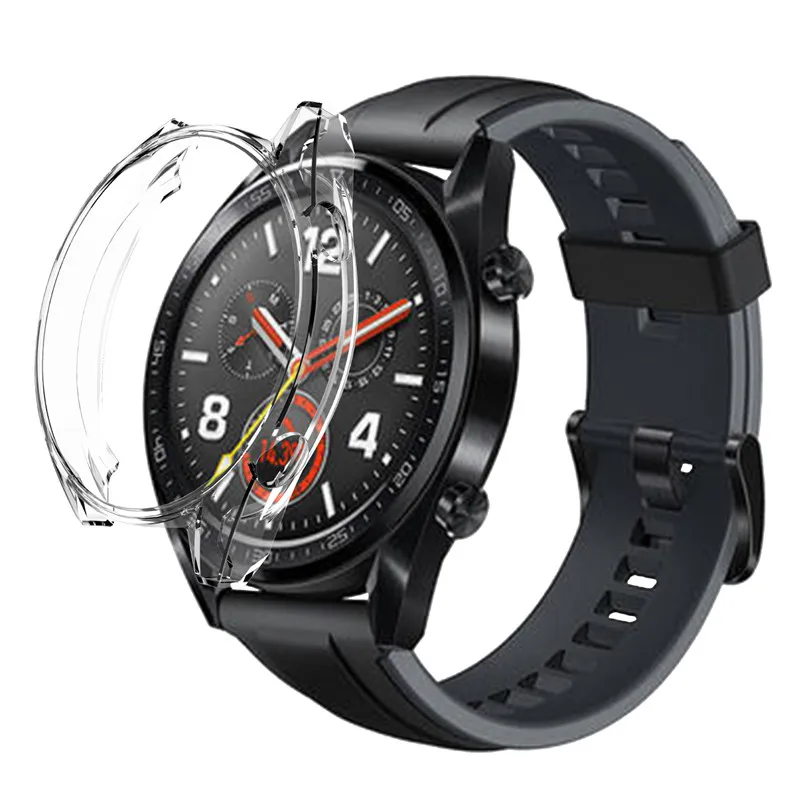 2в1 для huawei Watch GT чехол силиконовый чехол+ 2 шт 9H 2.5D Защитное стекло для экрана часы gt аксессуары для умных часов