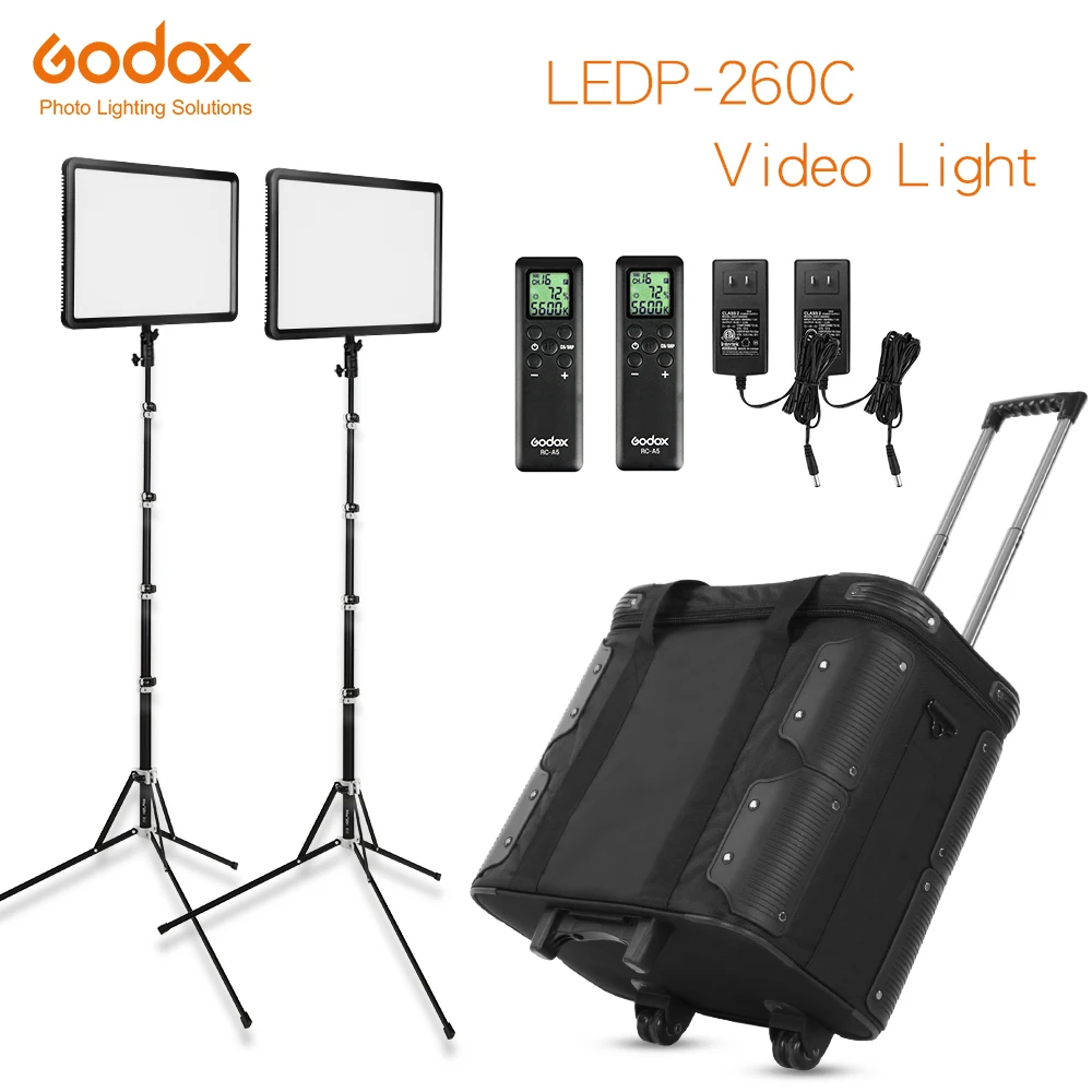 Набор для непресветильник освещения Godox 2x LED P260C 3300 5600K комплект фото и видеосъемки