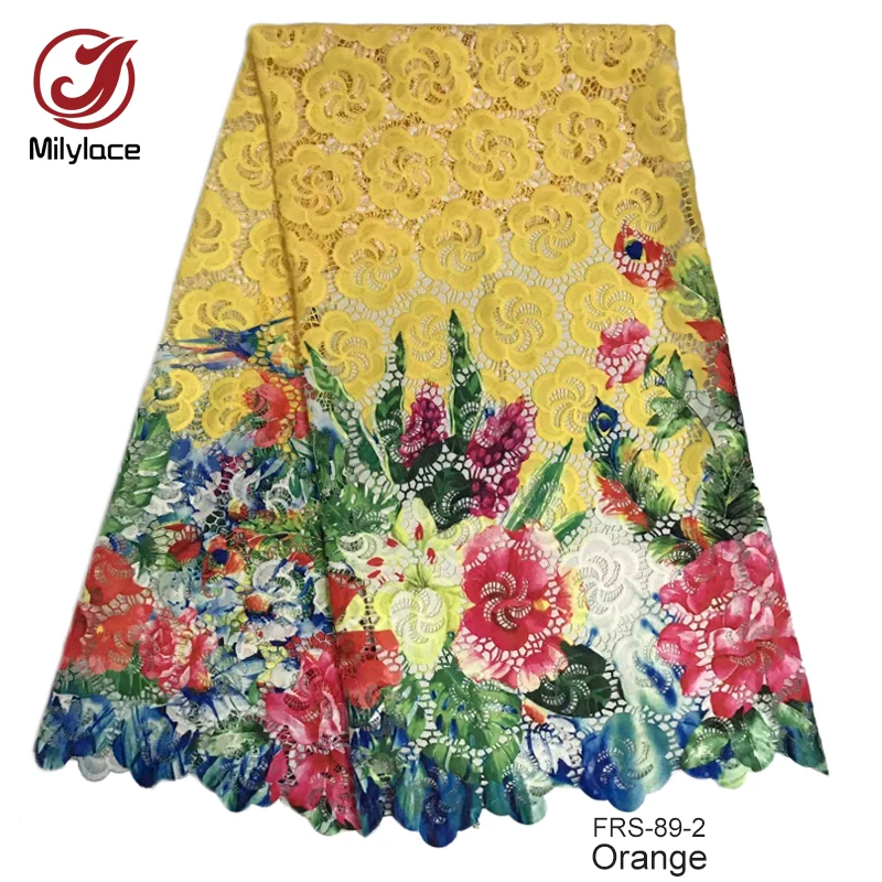 Latest african guipure lace fabric beautiful flower pattern printed nigerian embroidery water soluble FRS-89 | Дом и сад