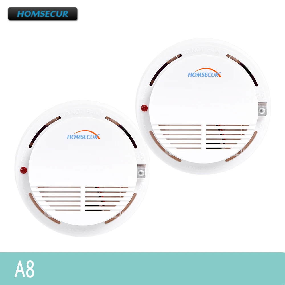 

HOMSECUR 2pcs A8 433MHz Wireless Smoke/Fire Alarm Sensor For Our Alarm System