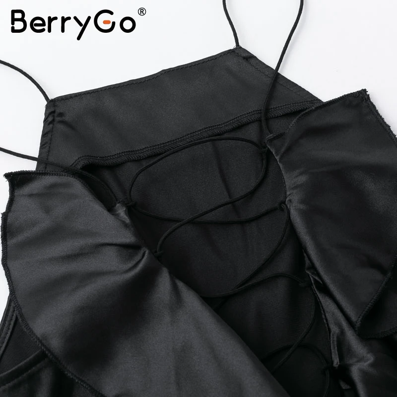 BerryGo Повседневное на шнуровке рюшами осень cami top Для женщин пикантные корсет
