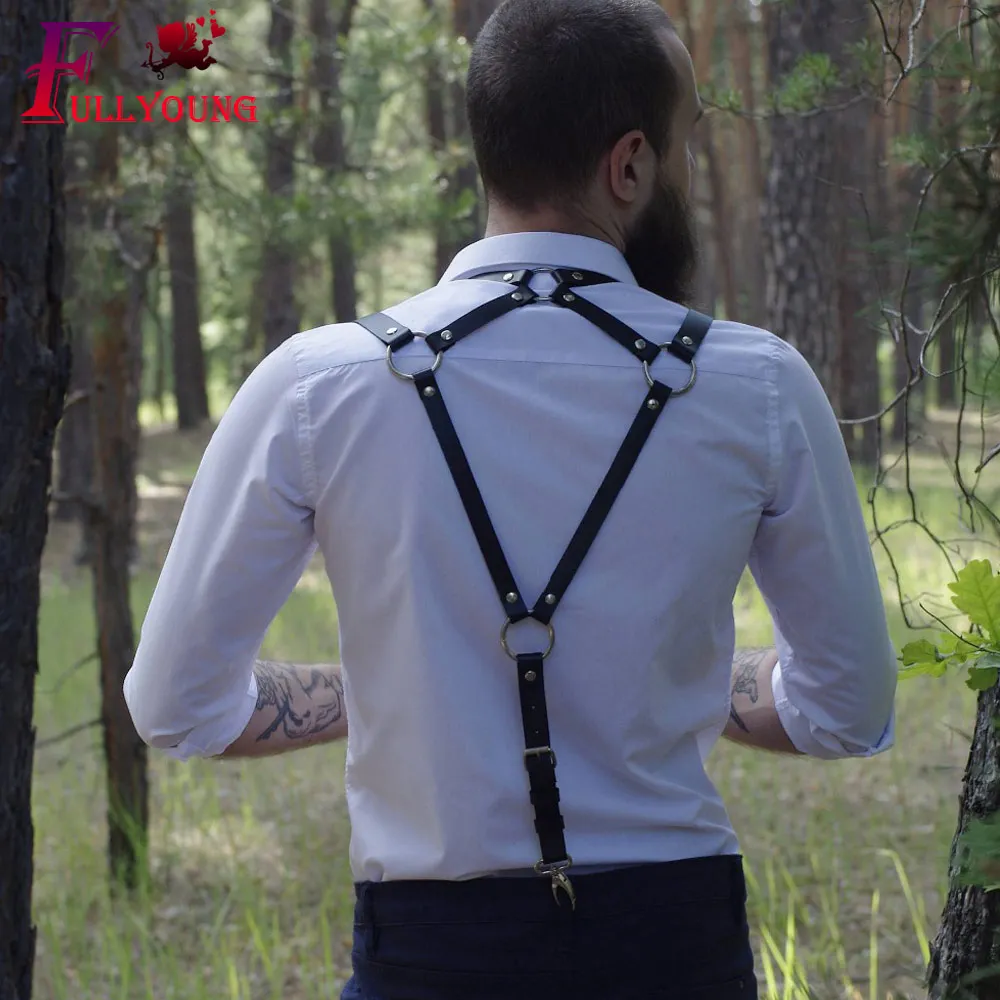 Fullyoung кожаный жгут мужской бондаж гей панк регулируемое тело грудь BeltMujer Свадебные Подвязки подтяжки