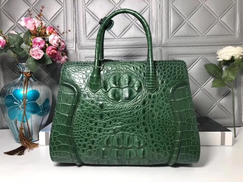 Модная дизайнерская женская большая сумка из натуральной кожи аллигатора