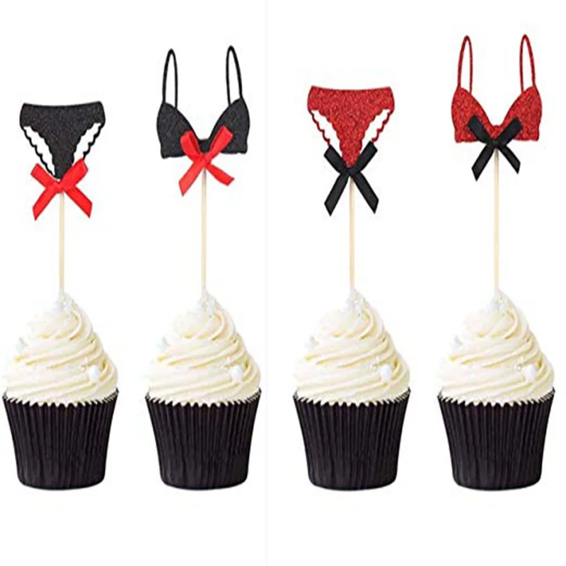 40 шт. нижнее белье для кексов сексуальный тематический Блестящий Топпер торта