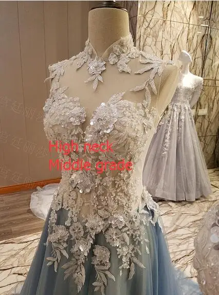 LS86542 элегантные длинные вечерние платья корсет сзади бисером Тюль Милая Линия формальное платье халат de soiree longue реальные фотографии - Цвет: middle grade