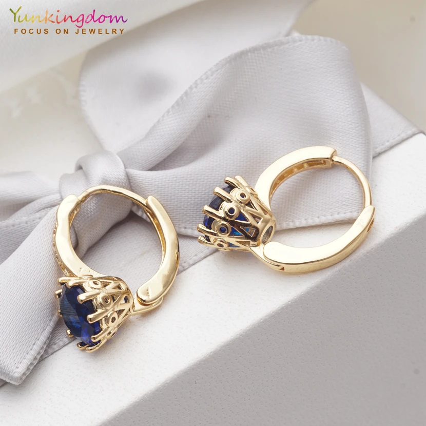 Yunkingdom массивные элегантные круглые золотые серьги с кристаллами, квадратные серьги-кольца с кубическим цирконием для женщин 14 видов стилей