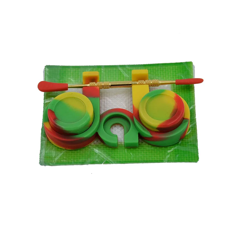 

5set Silicone Dab Station+2*5ml Silicone butane oil/concentrate container&dab wax jar+dabber Carvers tool+silicone baking mat