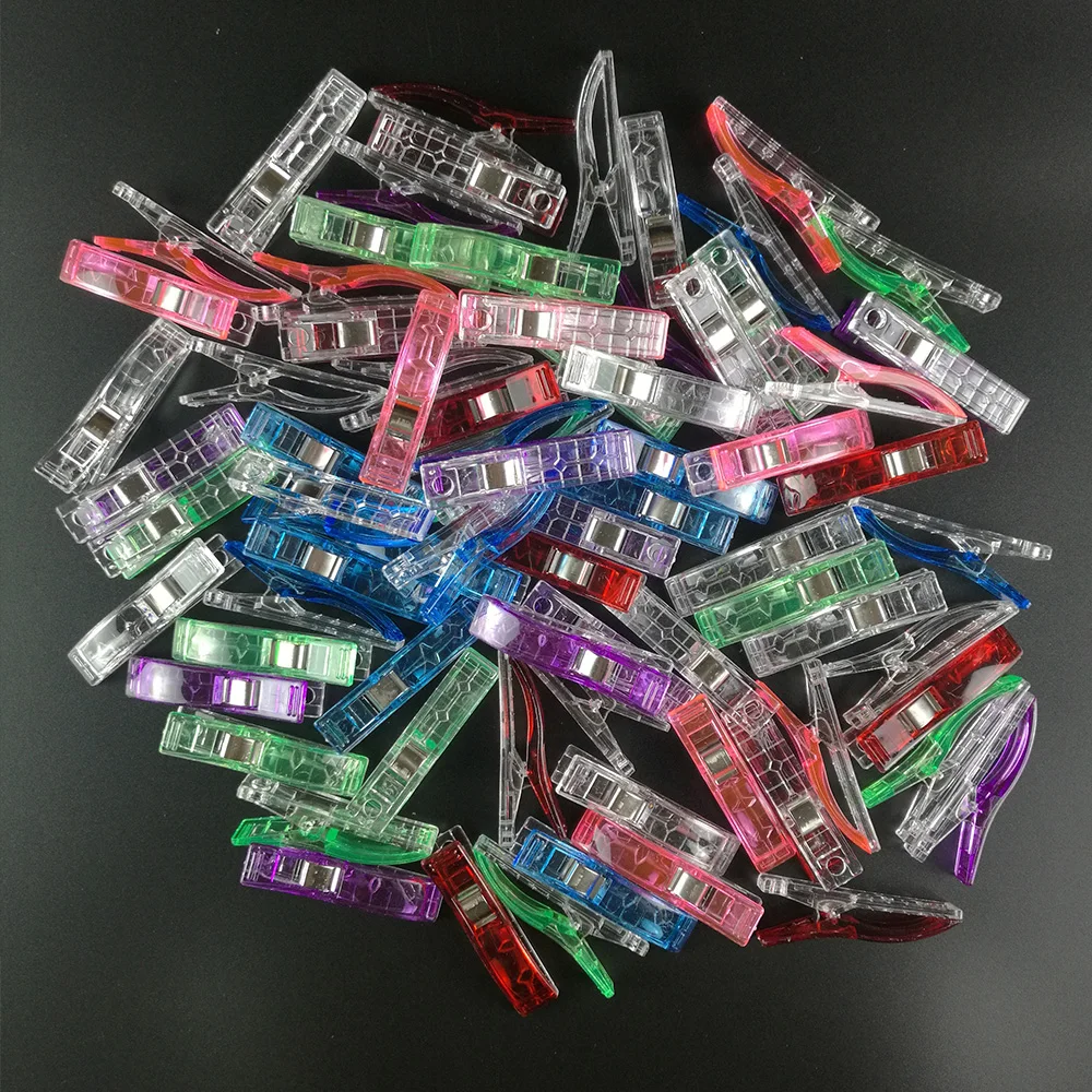 

100 Pcs Plastic Fabric Clips Clamps for Craft Sewing Quilting Binding Home Office School Stationery Sale Wonderful 7 Color