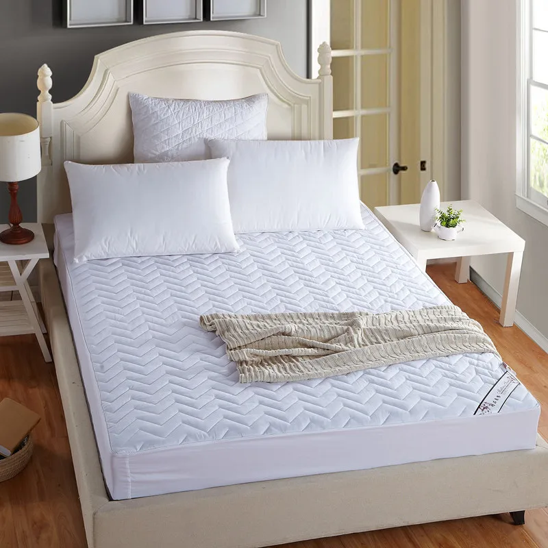 

Solid Color Plus Thickness Quilted Mattress Cover Breathable Protector Removable With Mattress Protector Super Soft Bed Sheet#sw
