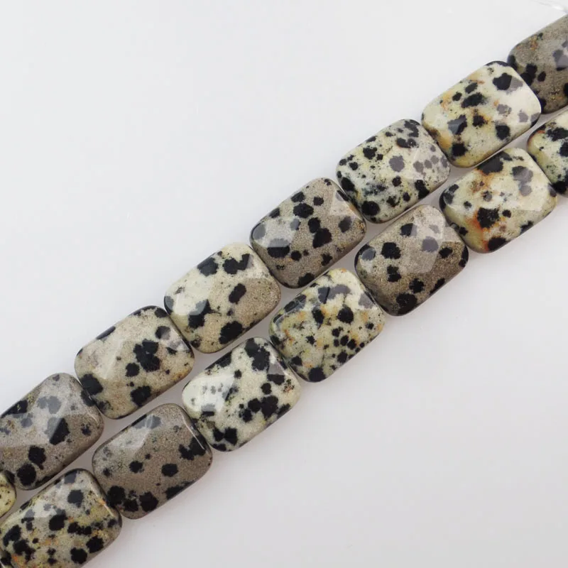 (Бесплатная доставка) 13 шт граненые Dalmation каменные продолговатые бусины 16x12x6 мм