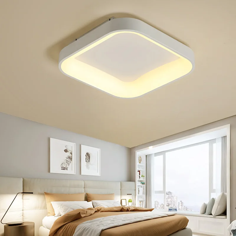 Lámpara Led REDONDA/cuadrada/triangular para sala de estar, dormitorio, sala de estudio, candelabro de techo con control remoto regulable