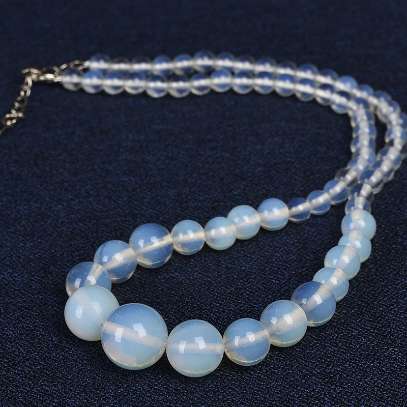 

6 mm-14 mm Light Blue Beads had A Transparent sheen ,Easy to Match Opal Necklace.