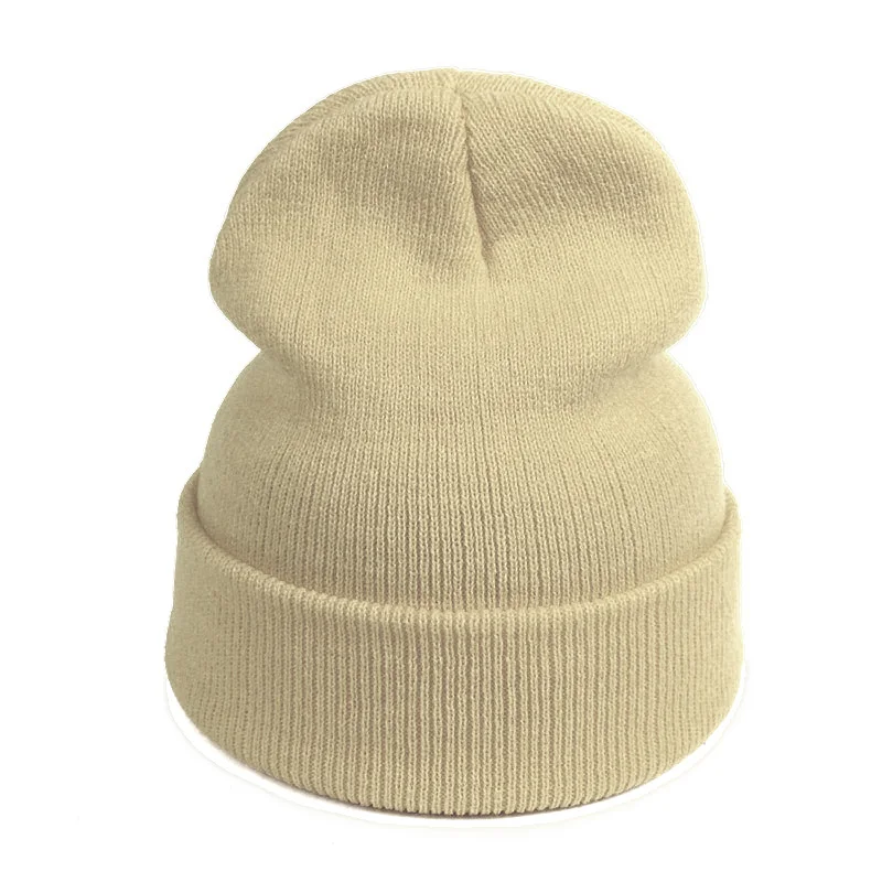 Khaki Новинка, модная зимняя шапка для женщин и мужчин, шапка Skullies Beanies, теплые шапки унисекс, вязаные шапки для мужчин, шапки бини, простая теплая мягкая шапка - Цвет: Khaki