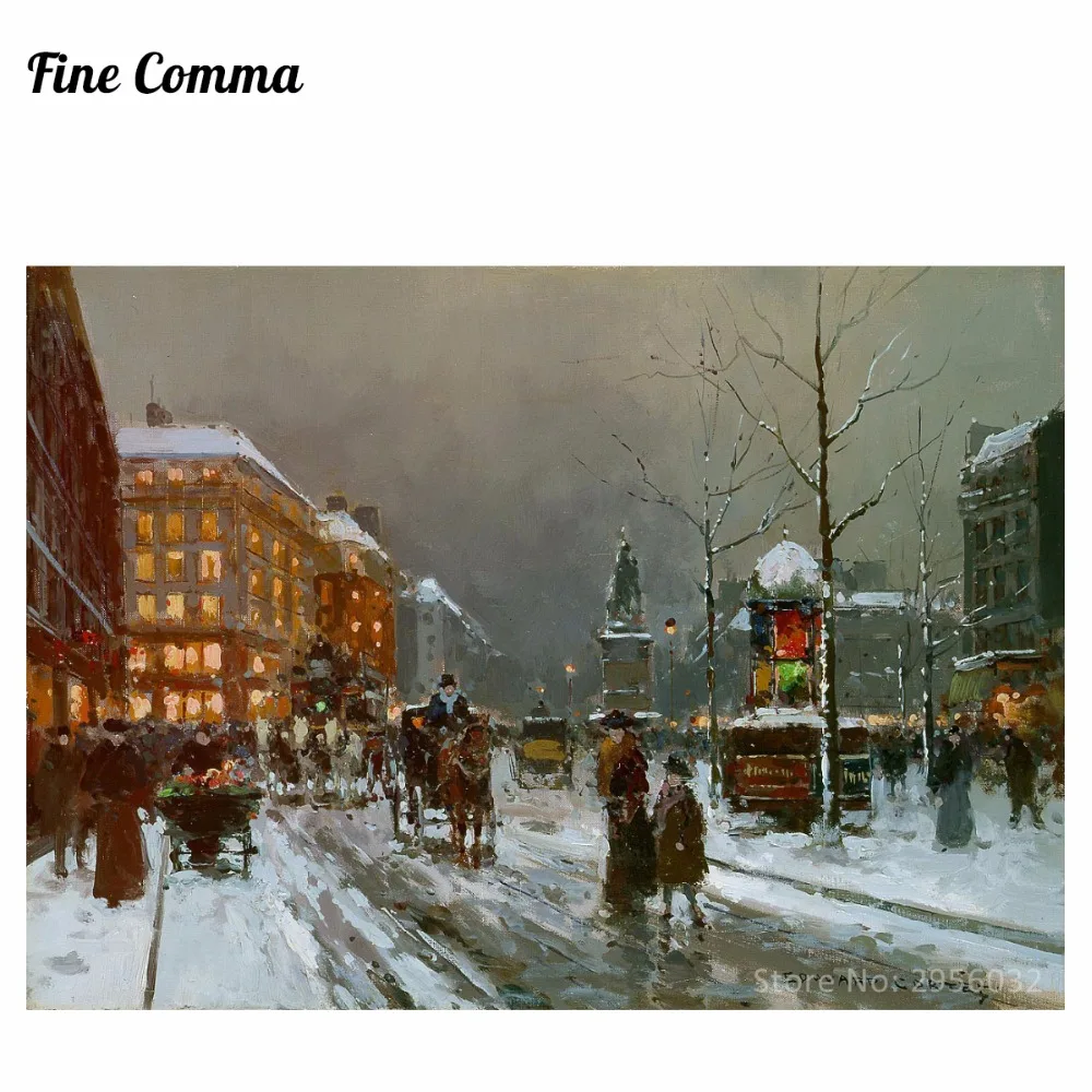 

Place de Clichy in Winter by Edouard Leon Cortes Hand painted Oil Painting Reproduction Replica Wall Art Canvas Painting Repro